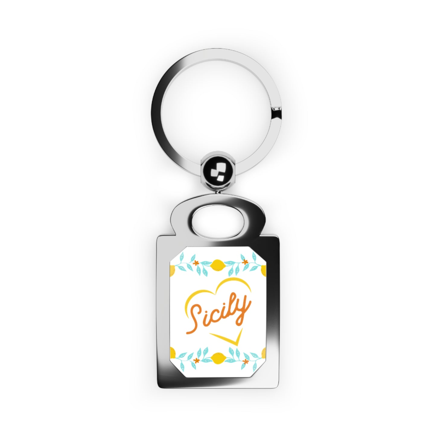 Sicily Keyring with Lemons in White