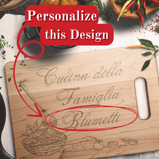 PERSONALIZED Family Kitchen In Italian - Maple Cutting Board